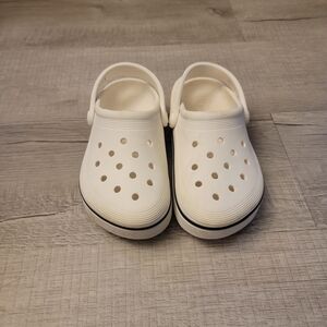 CROCS Kids White Classic Clog with Heel Strap